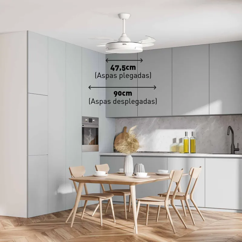 Ventilador de techo con luz y aspas retráctiles...