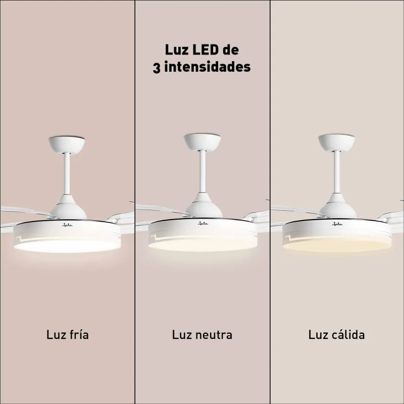 Ventilador de techo con luz y aspas retráctiles...
