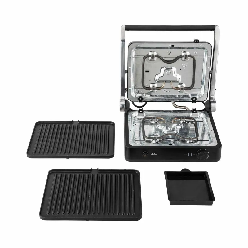 Grelhador de placas duplas com estrias e...