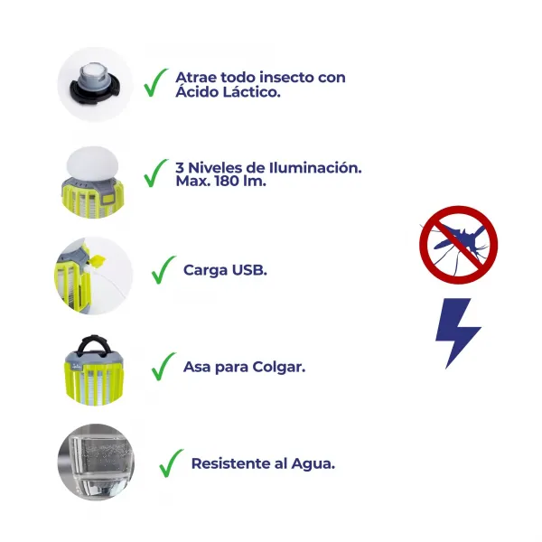 Eliminador de Insetos / Lâmpada Portátil "2 em 1" MIB9V