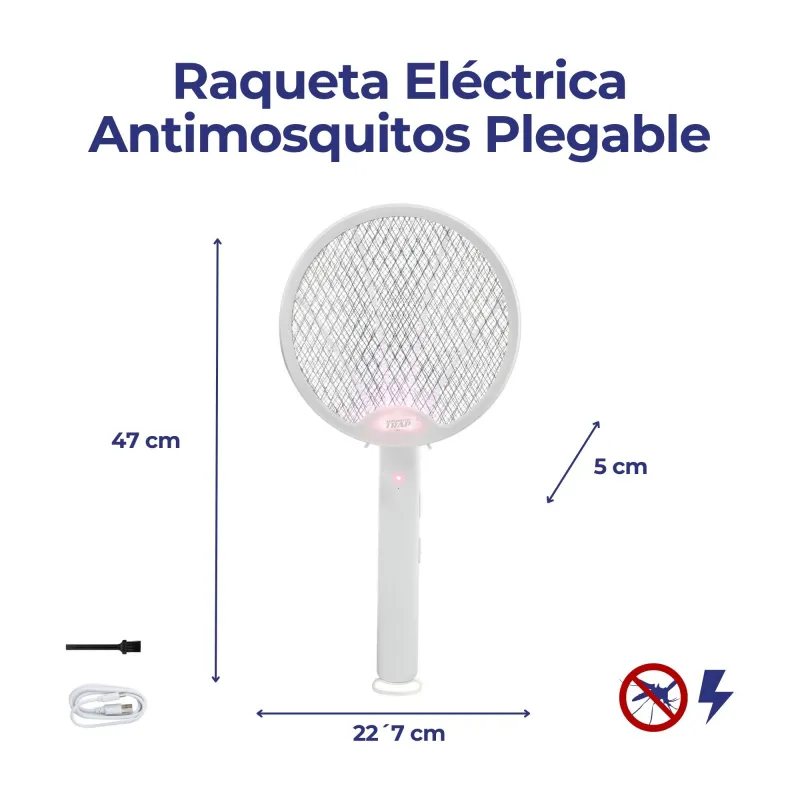 Raquete elétrica apanha insetos dobrável...