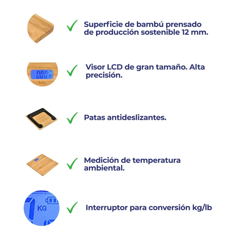 Balança De Casa De Banho Electrónica Em Bambu...