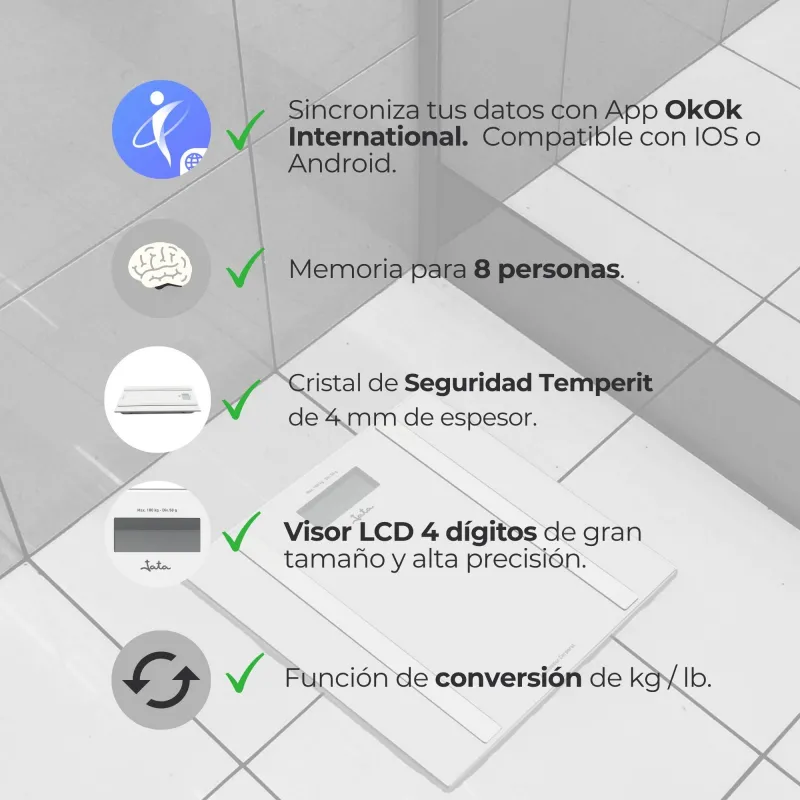 Balança de Casa de Banho com Sistema de Análise...