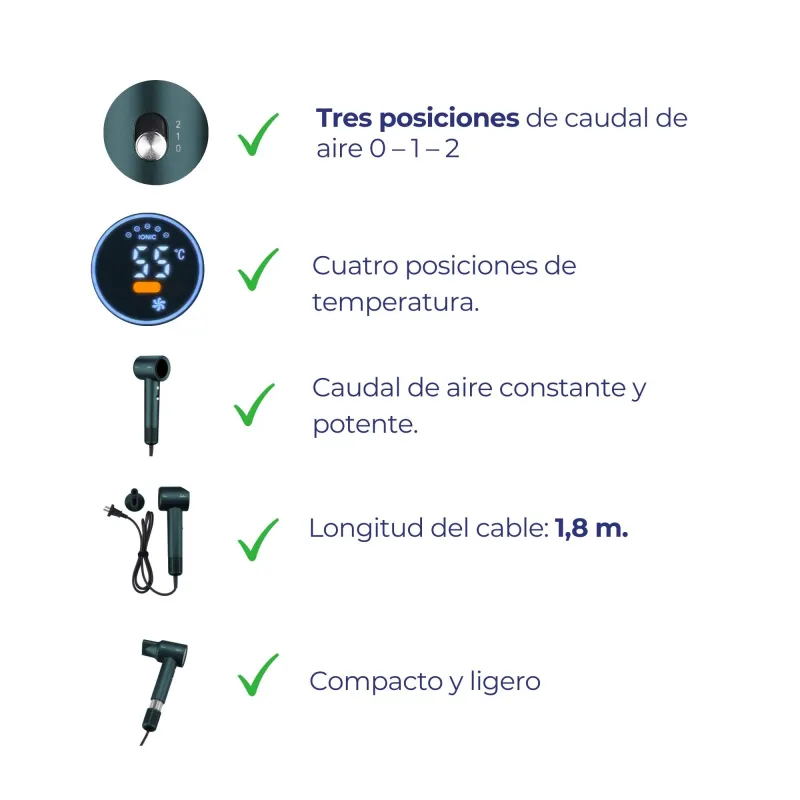 Secador Iónico con Motor Sem Escovas JBSC1600