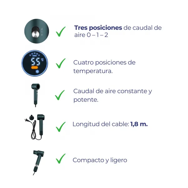 Secador Iónico con Motor Sem Escovas JBSC1600
