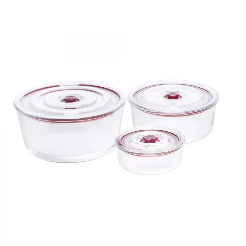 Pack of 3 round tempered glass containers HREC4230