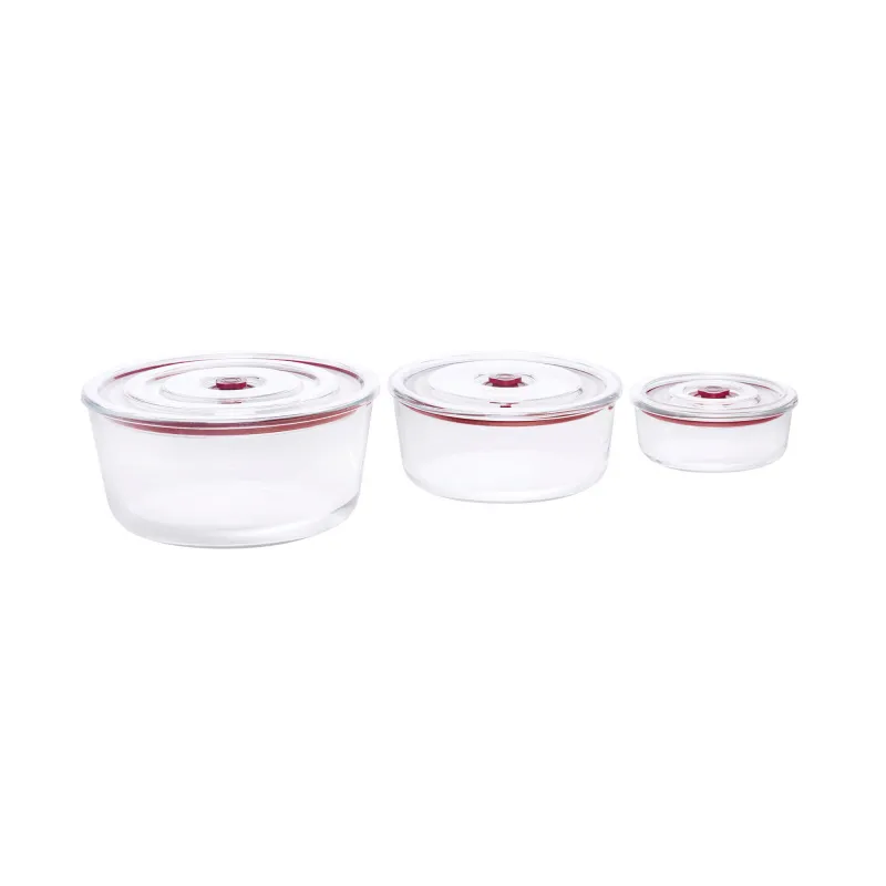 Pack of 3 round tempered glass containers HREC4230