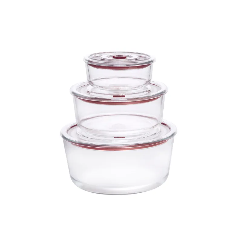 Pack of 3 round tempered glass containers HREC4230