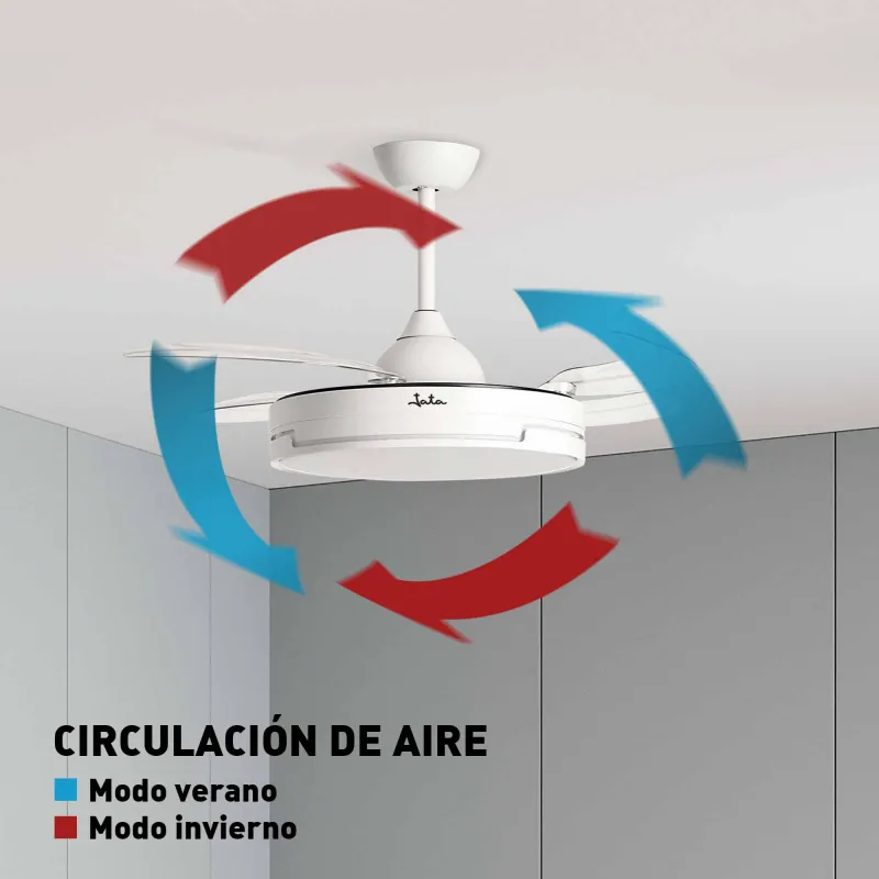 Ventilador de techo con luz y aspas retráctiles...