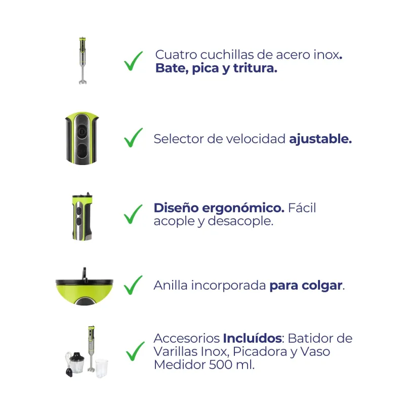 Stainless steel hand blender with accessories...