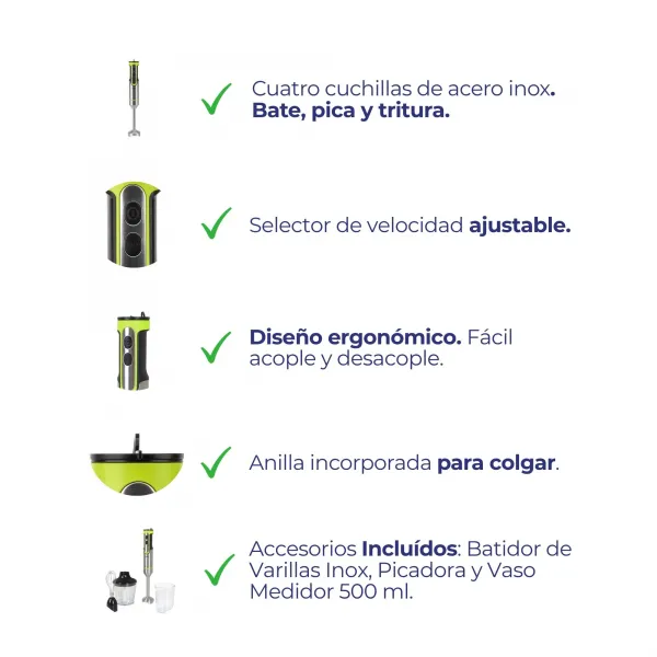 Stainless steel hand blender with accessories JEBT1789