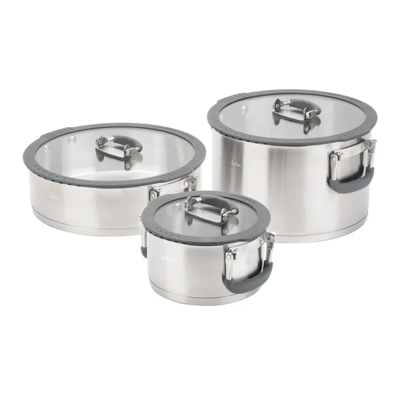 Stackable Stainless Steel Pot Set - 3 Pieces...