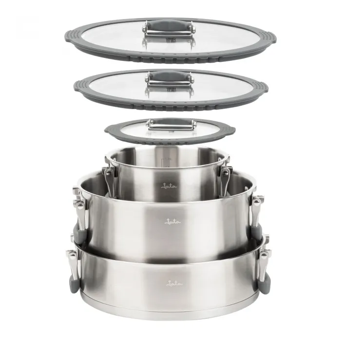 Stackable Stainless Steel Pot Set - 3 Pieces With Glass... 2