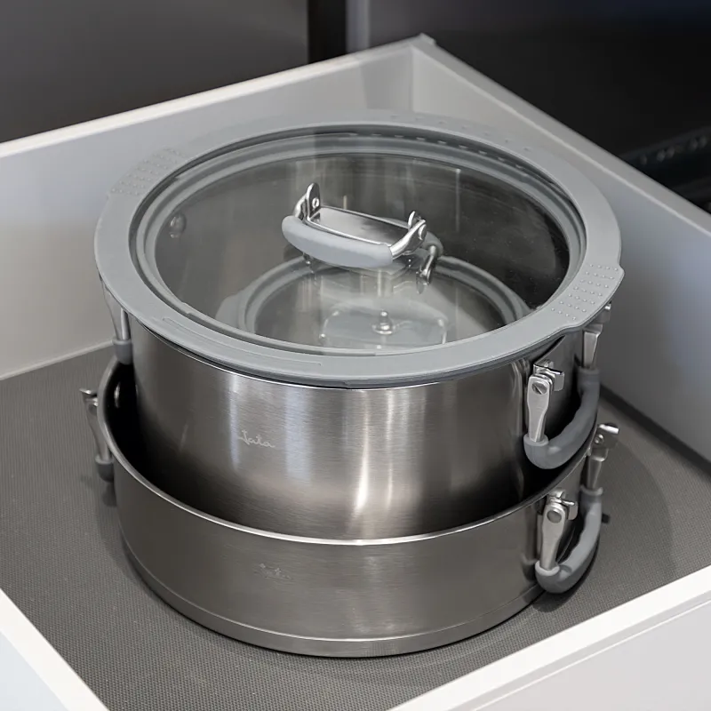 Stackable Stainless Steel Pot Set - 3 Pieces...