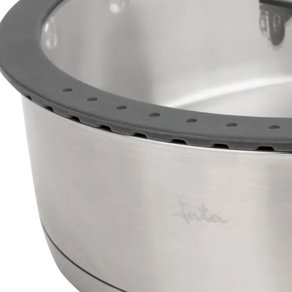 Stackable Stainless Steel Pot Set - 3 Pieces With Glass Lids HBAT2552